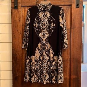 Black and cream print dress, size 8